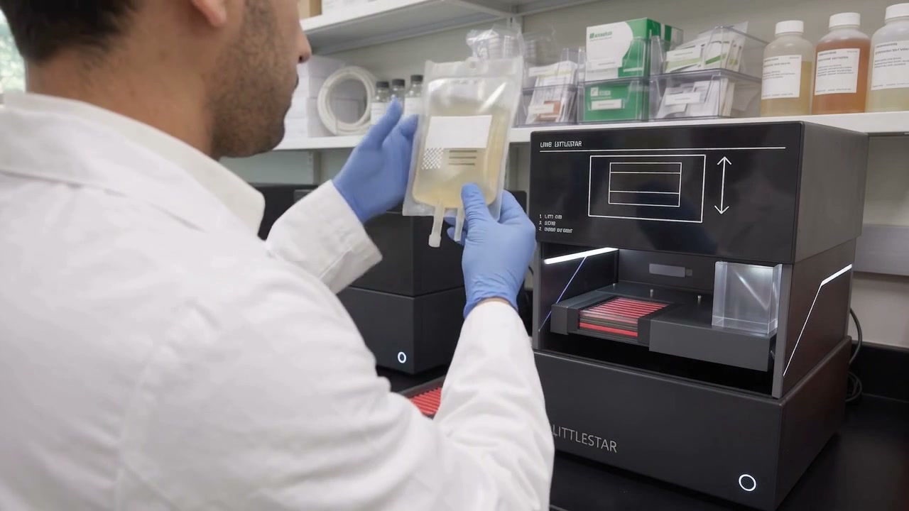 The technician removes a dose from the instrument and performs a cursory review. All of the QC is already done.